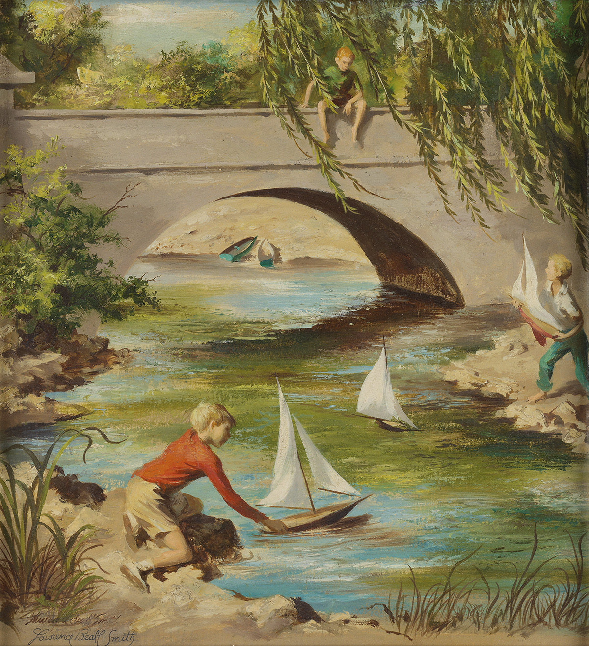 CHILDRENS LAWRENCE BEALL SMITH. Boys Playing with Sailboats.